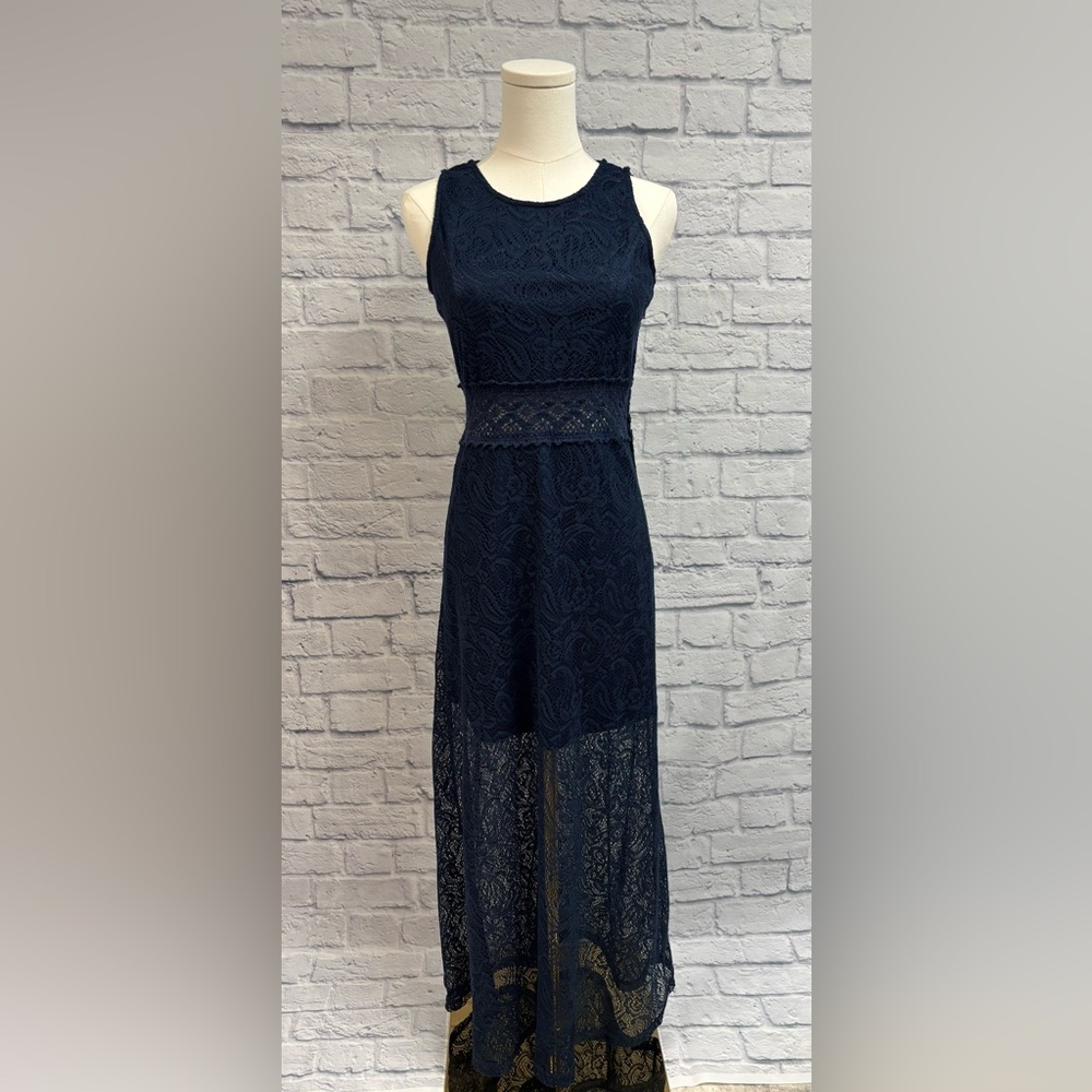 "Rue21" Navy Blue Lace Sheath Maxi Dress in size Medium